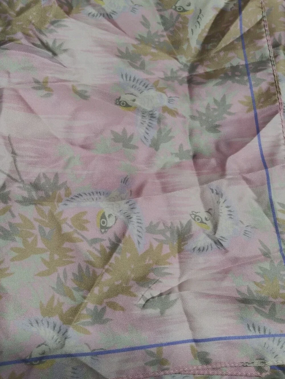 Gap Delicate Light Pink Botanical Bird Silk Scarf Head Wrap Size 26
